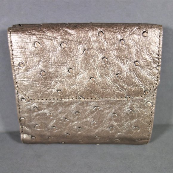 Judith Leiber Ostrich Small Wallet Platinum NEW - Picture 3 of 11
